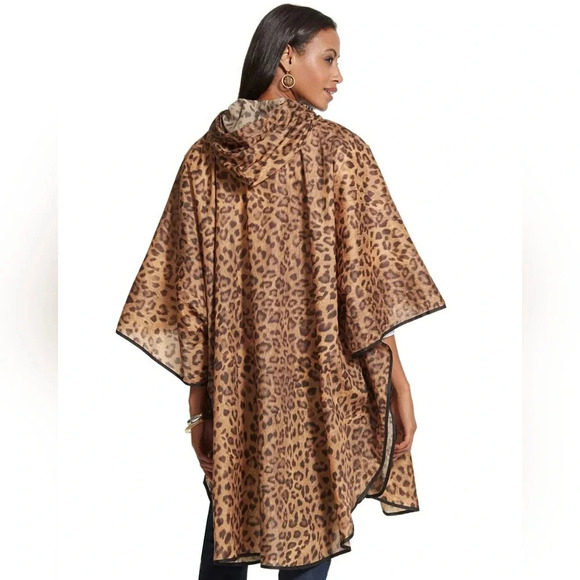 Chico's Leopard Print Rain Poncho - Picture 2 of 2